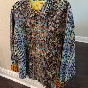 Robert Graham Colorful Geometric Long Sleeve Dress Shirt Suttle Elegance